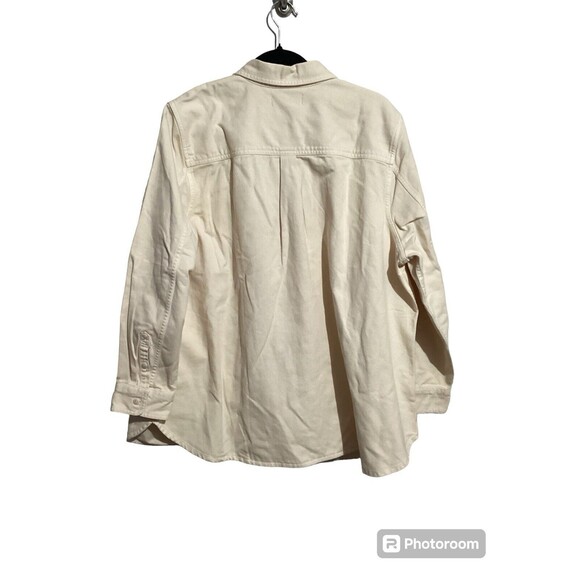 Madewell Garment Dyed Twill Shirt Jacket Ivory Long Sleeve Button Up 2X - Picture 3 of 9